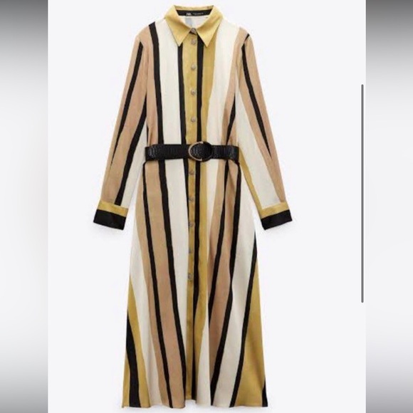 Zara NWOT Satin Striped Shirt dress - Picture 7 of 7